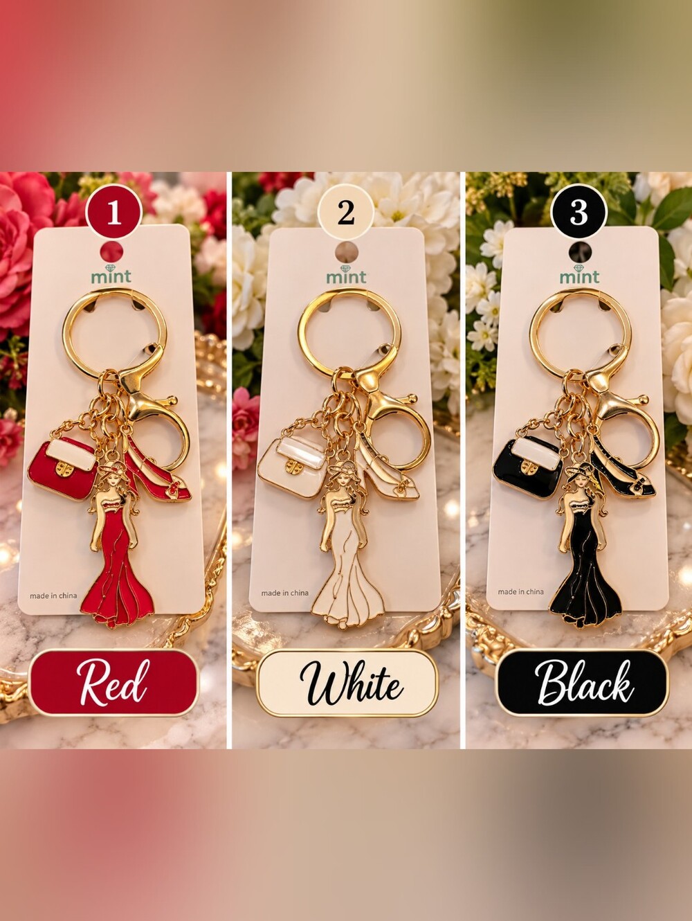 👠💄 Fashion Girl Purse Charm / Keychain – Choose Your Favorite Color